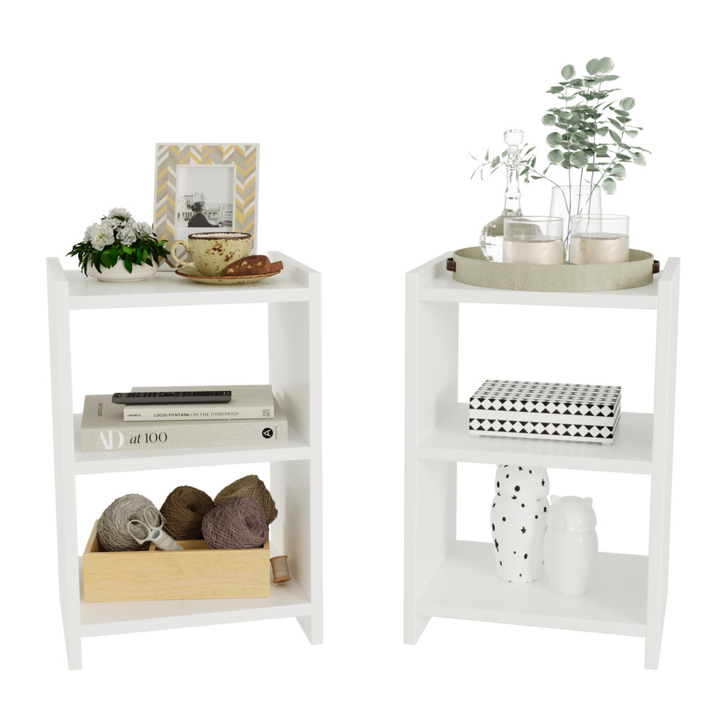Kit 2 Mesa de Cabeceira Nicho Quarto Casal Decoração Retro América