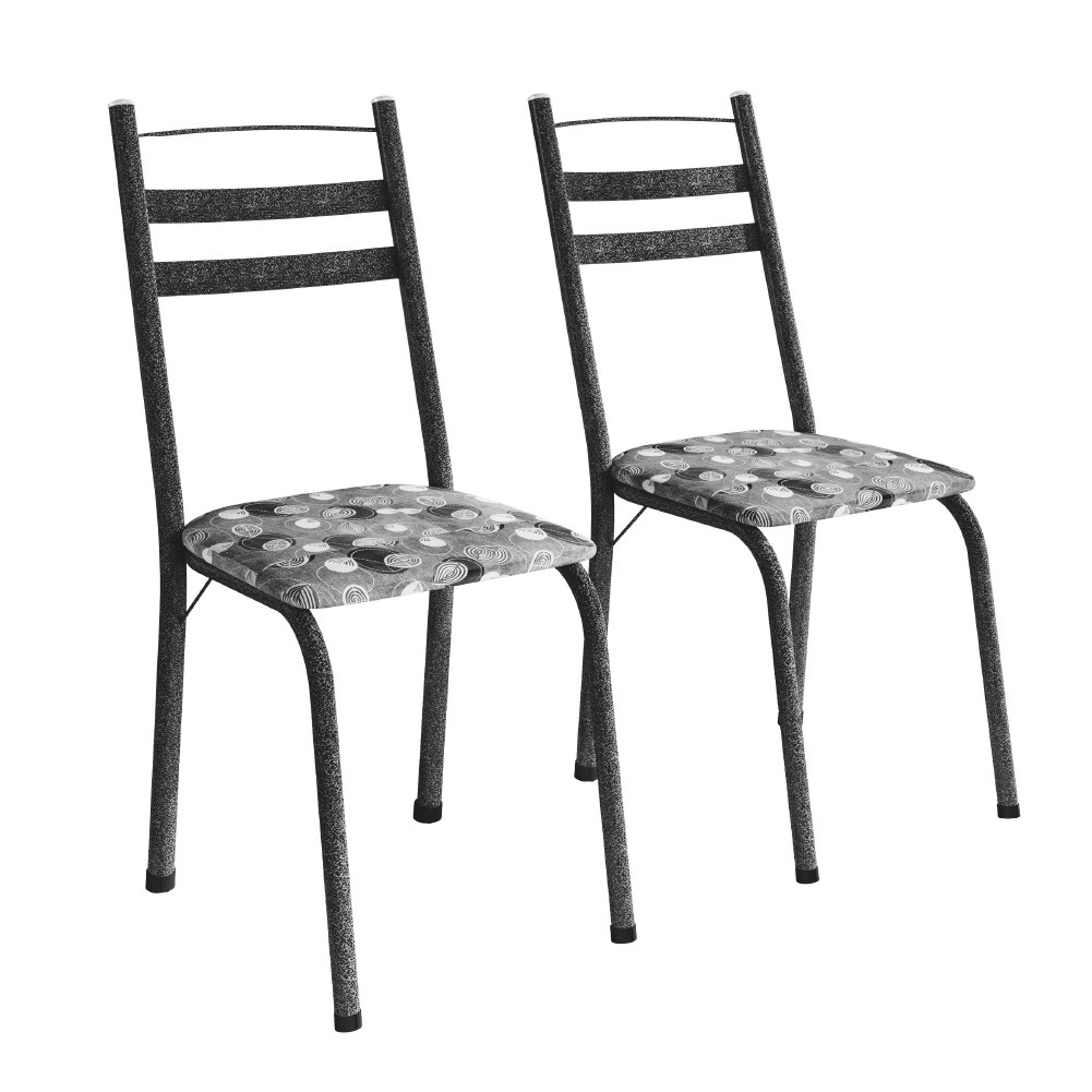 Conjunto Com 2 Cadeiras Tubular Itália Preto Craquelado/Folha Artefamol - Home & Living