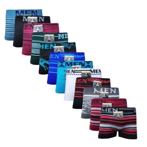 Cueca Box Boxer Adulto Sem Costura MEN Microfibra Diversas Cores 90% Elastano P/M e G/GG 1 UNIDADE
