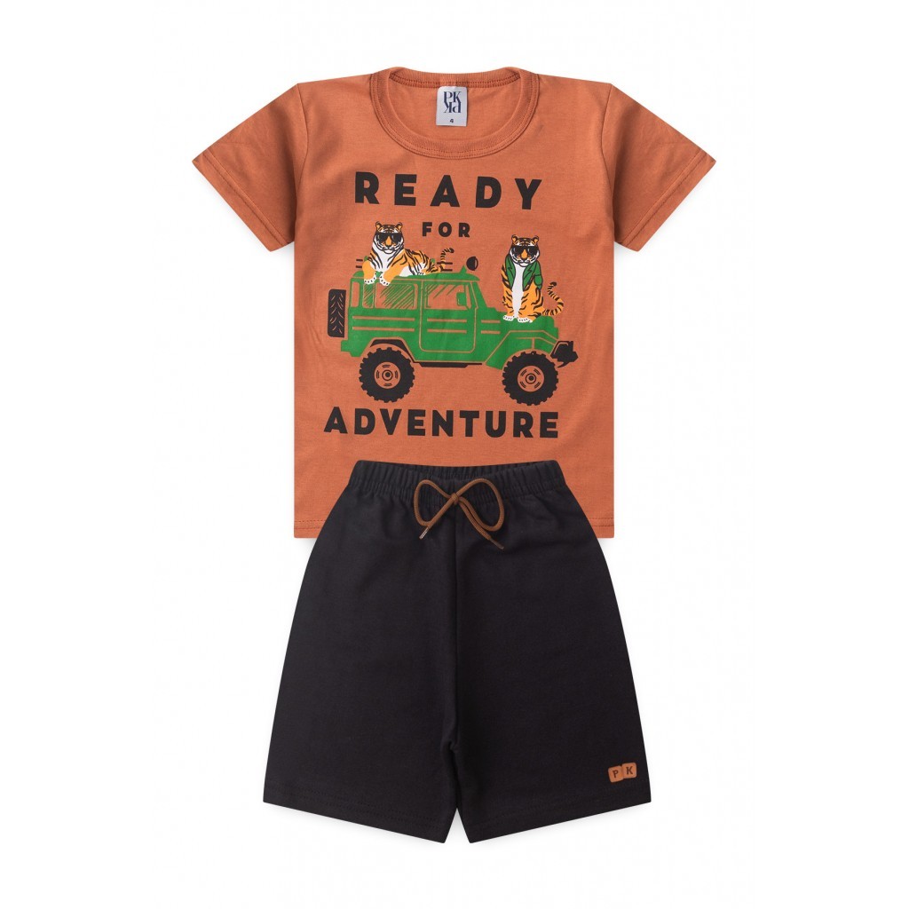 Conjunto Masculino Infantil Pronto Para A Aventura em Oferta na Shopee