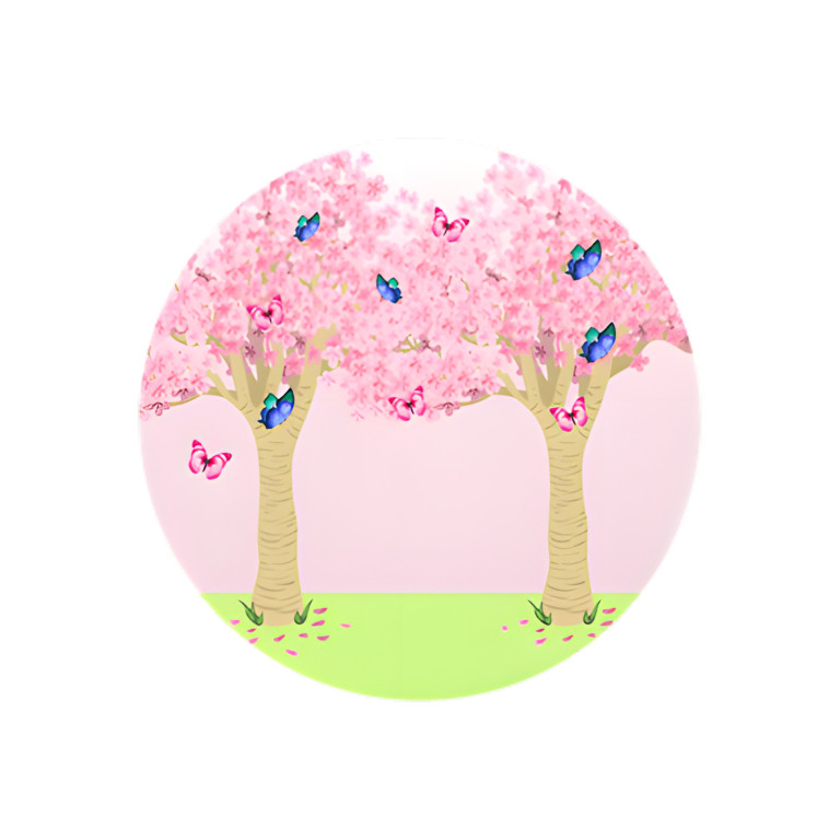 NOVO Painel Festa Infantil Redondo Árvore Folhas Rosa, Mini Borboletas + Arco, Suporte incluso. Fazemos personalizado com qualquer tema. Confeccionado em Lona fosca, impressão de alta resolução. cenário , p/ Decoração