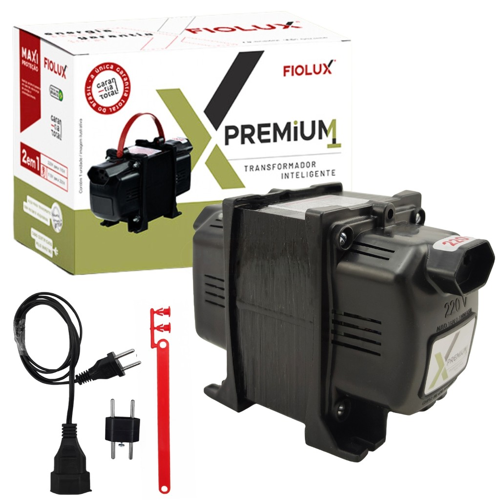Auto Conversor Transformador 2000 Voltamperes Fiolux Com Tomadas Bivolt 127V/220V Para Ferramentas e Eletrodomésticos de Até 1200W