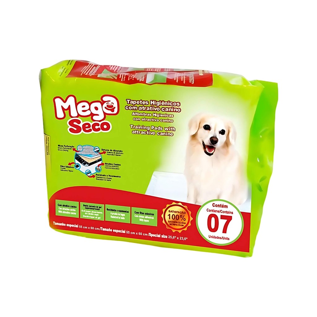 Tapete Higiênico 7 und 65x60cm Mega Seco Multilaser Mimo - PP266 em Oferta na Shopee