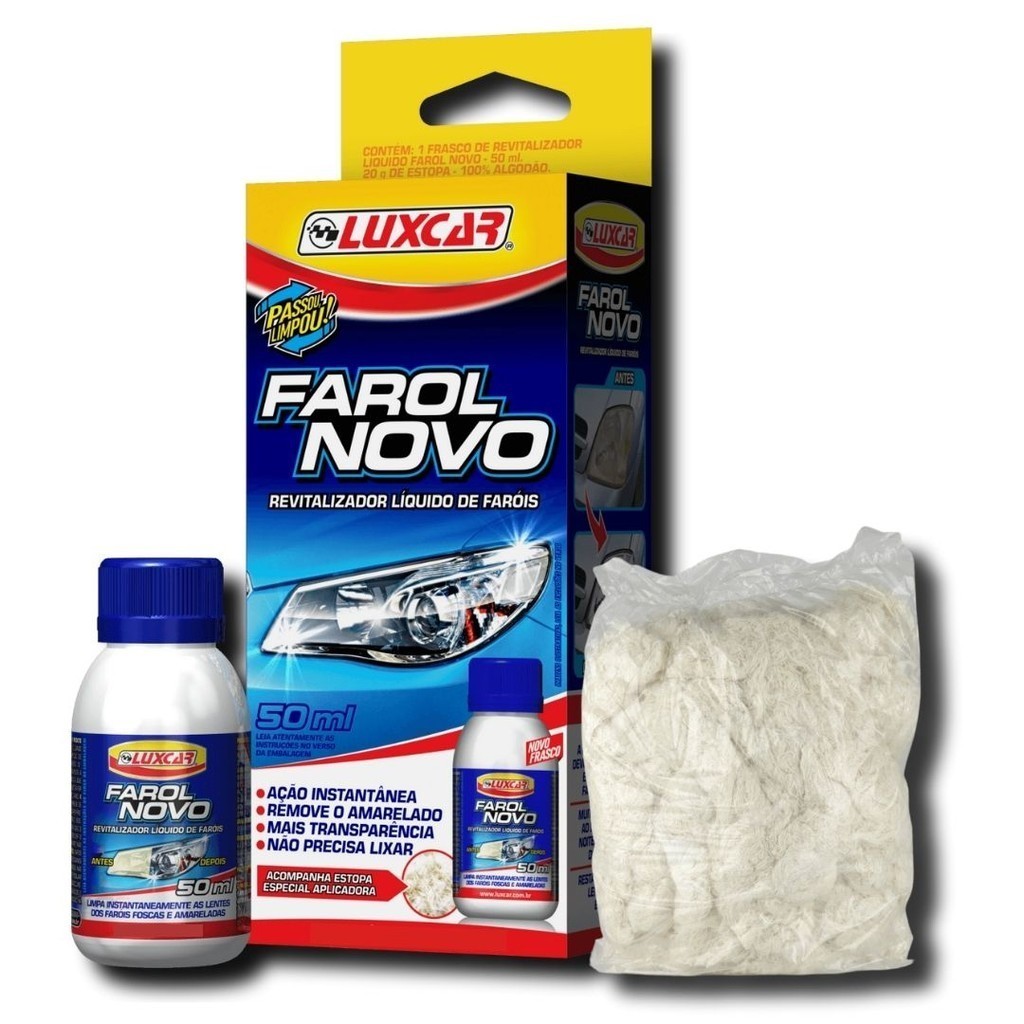 Revitalizador Líquido Farol Novo Luxcar para Faróis de Auto e Superfícies Acrílico e Policarbonato em Oferta na Shopee