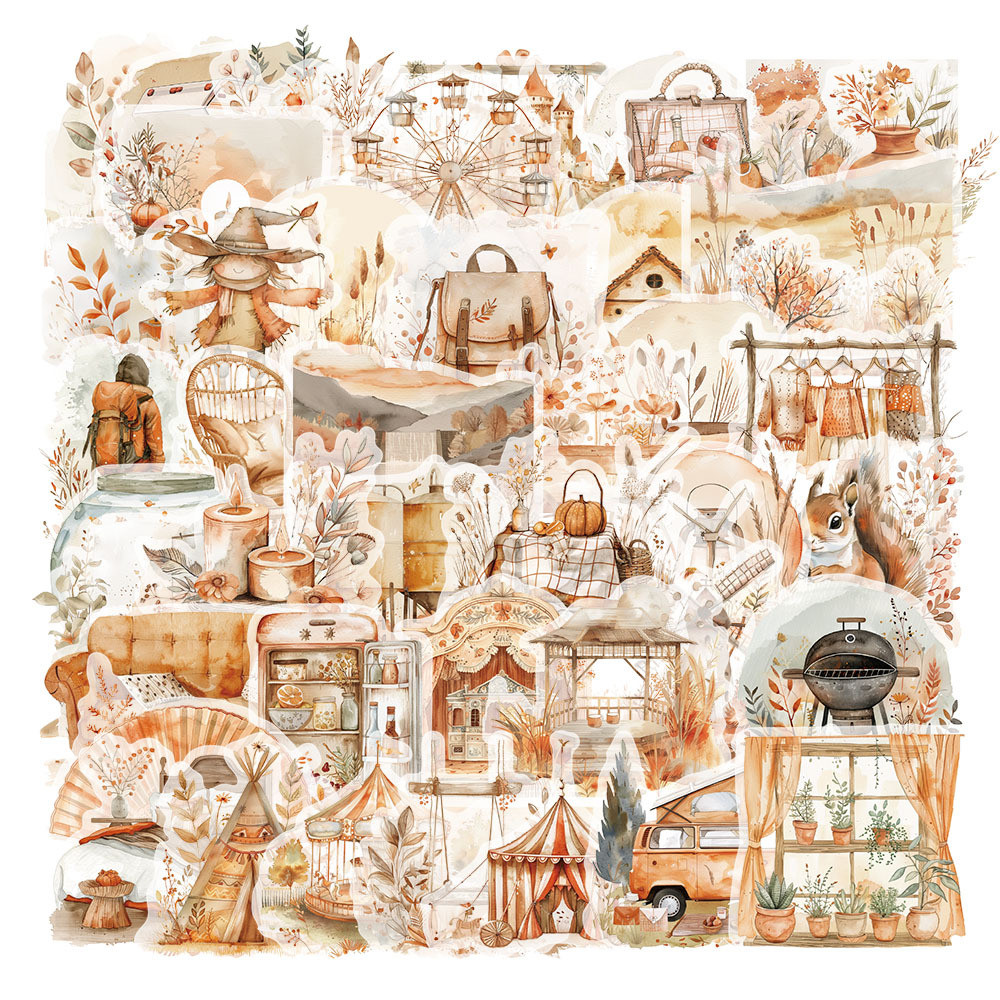 50 Peças Adesivos À Prova D'água Para Pintura Em Aquarela Vintage Transpanrent De Plástico PET em Oferta na Shopee