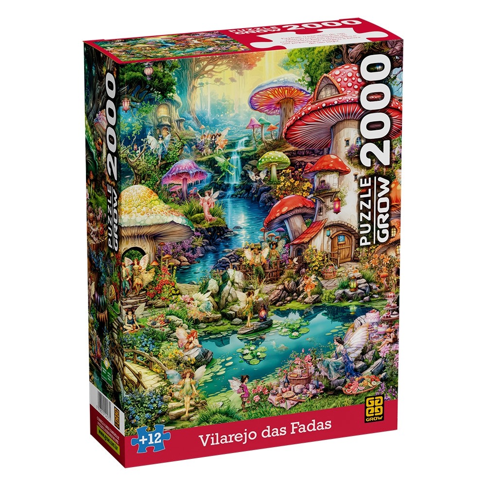 QUEBRA CABEÇA VILAREJO DAS FADAS 2000 PEÇAS GROW PUZZLE QUADRO PAISAGEM COGUMELOS MAGIA NATUREZA - Mom & Baby