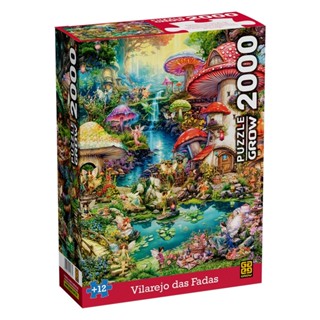 QUEBRA CABEÇA VILAREJO DAS FADAS 2000 PEÇAS GROW PUZZLE QUADRO PAISAGEM COGUMELOS MAGIA NATUREZA em Oferta na Shopee