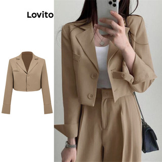 Lovito Blazer elegante de botões simples para mulheres L102AD384 em Oferta na Shopee