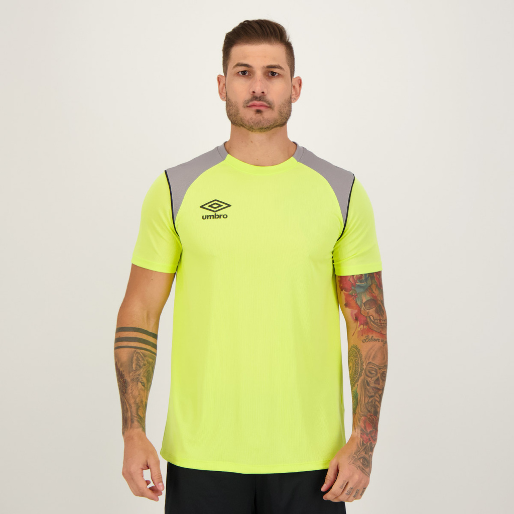 Camisa Umbro Color Pipe Verde Limão e Cinza em Oferta na Shopee