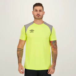 Camisa Umbro Color Pipe Verde Limão e Cinza