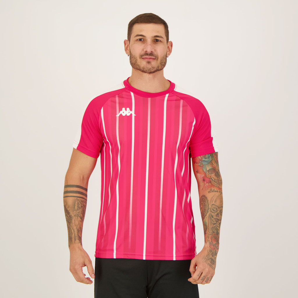 Camisa Kappa Reindy Rosa e Branca em Oferta na Shopee