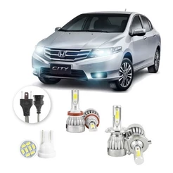 Lâmpadas Ultra Led Honda City 20000lm Farol Alto Baixo e Milha + Pingo Led