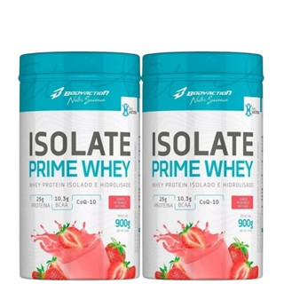 Kit 2 Whey Prime Hidrolisado Isolado 900g Bodyaction sabor Morango em Oferta na Shopee