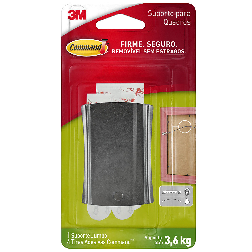 Suporte Adesivo para Quadros até 3,6Kg Command 3M Metálico Jumbo - Home & Living