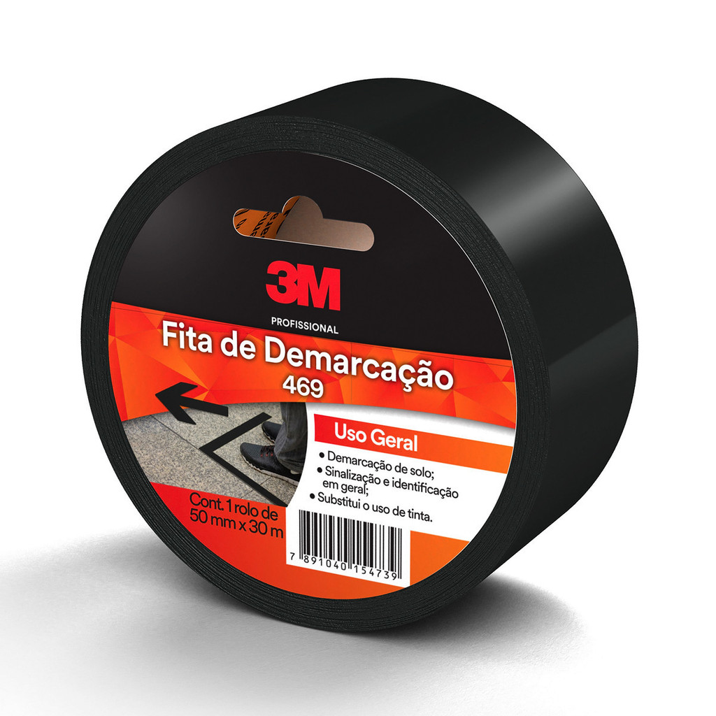 Fita de Demarcação 30 Metros x 50mm Preta 3M Uso Geral Sinalização de Solo em Oferta na Shopee