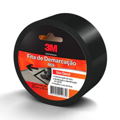 Fita de Demarcação 30 Metros x 50mm Preta 3M Uso Geral Sinalização de Solo