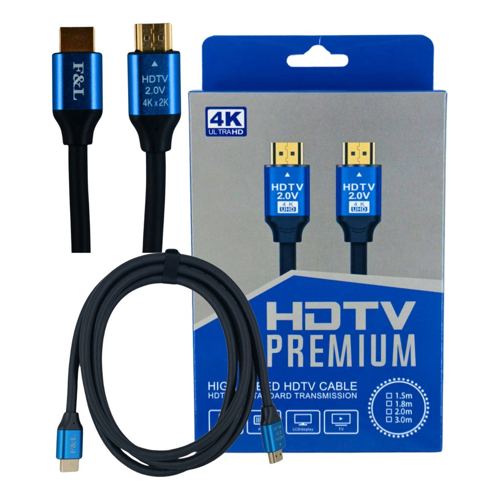 Cabo Hdmi 2.0 2 Metros 4k Blindado - Conectores 24k Gold em Oferta na Shopee