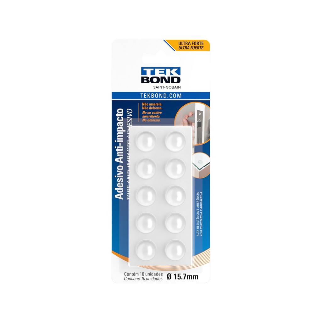 Adesivo protetor anti impacto - bumper - gota g 15,7mm - 10 unidades - tekbond - Home & Living