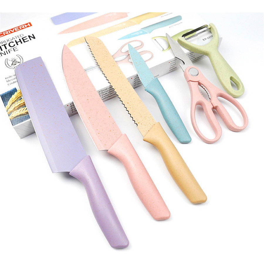 Kit Jogo De Facas Coloridas 6pcs Chef Cozinha Churrasco Cozi
