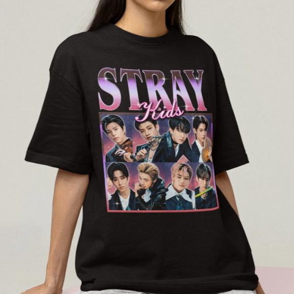 Camiseta  Estampa Unissex Roxa Stray Kis Todos Integrantes Grupo Camisa Estilosa Para Show