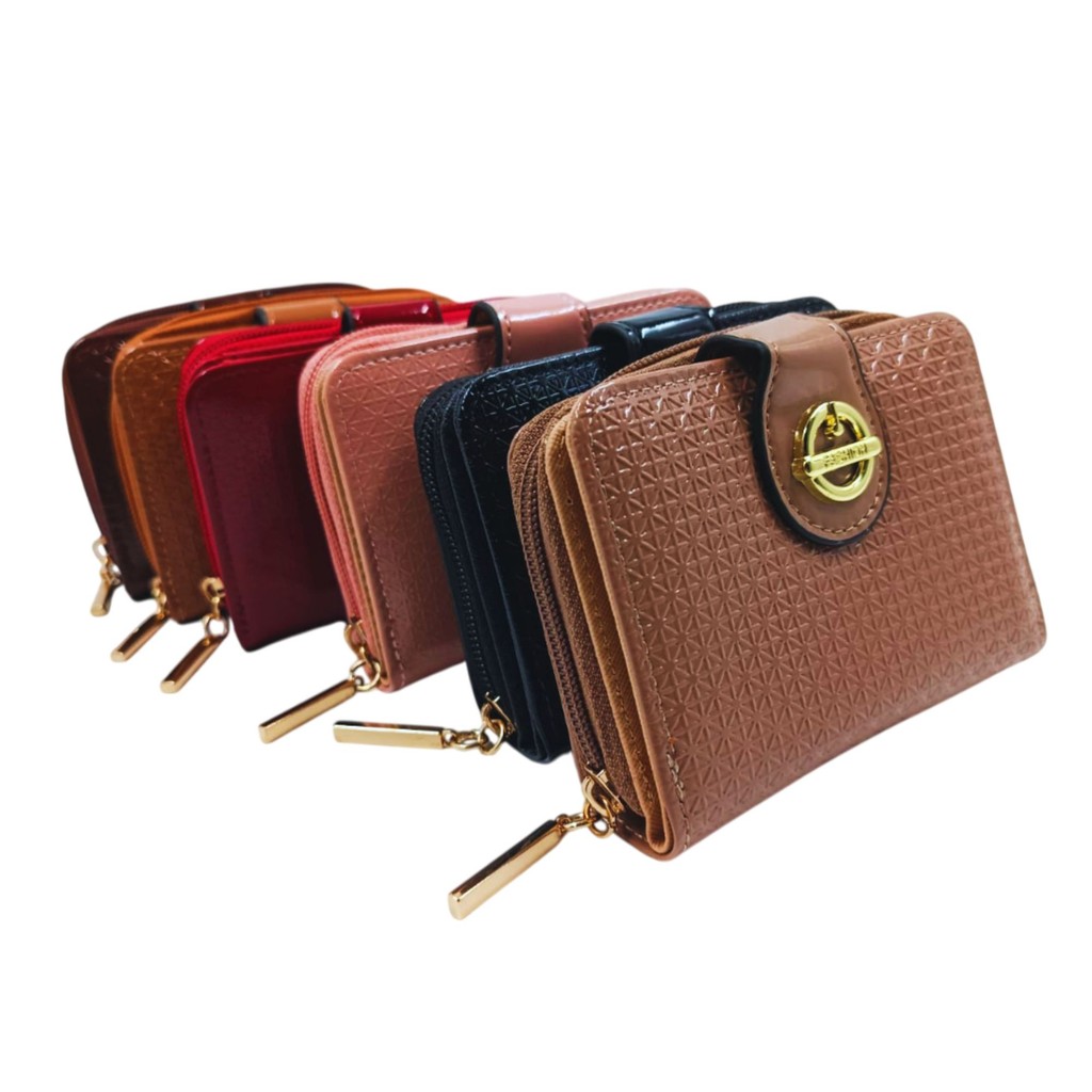 Carteira Feminina Pequena Couro Dois Compartimentos Cores