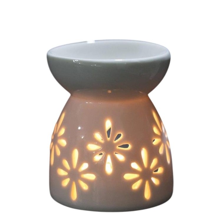 Aromatizador Difusor Rechaud Cerâmica à Vela Castiçal Floral