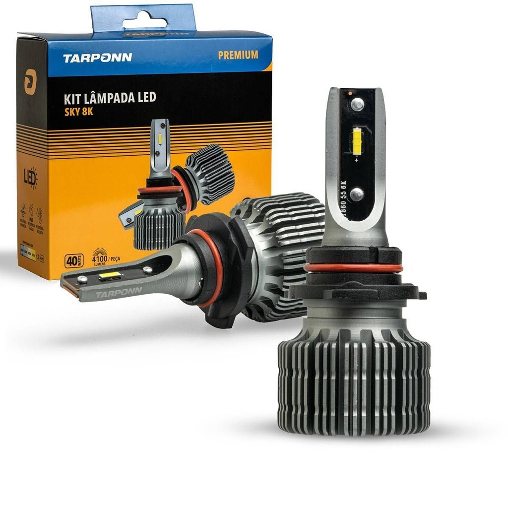 Kit Lâmpada Led Sky Hb3 40w 8200lm 8000k Branca Azulada Tarponn