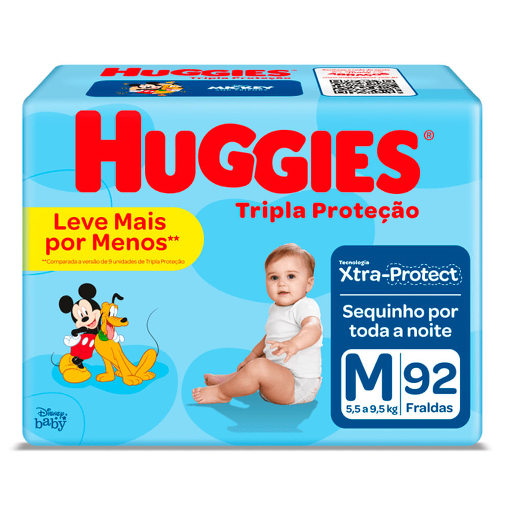 Fralda Huggies Tripla Proteção Hiper M 92 Unidades - Mom & Baby