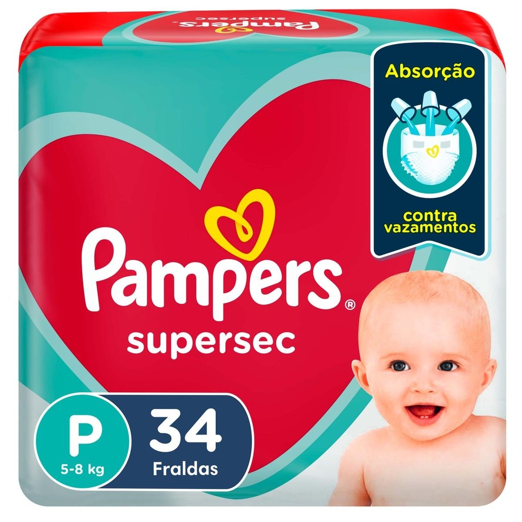 Fraldas Pampers Supersec P 34 Unidades - Mom & Baby