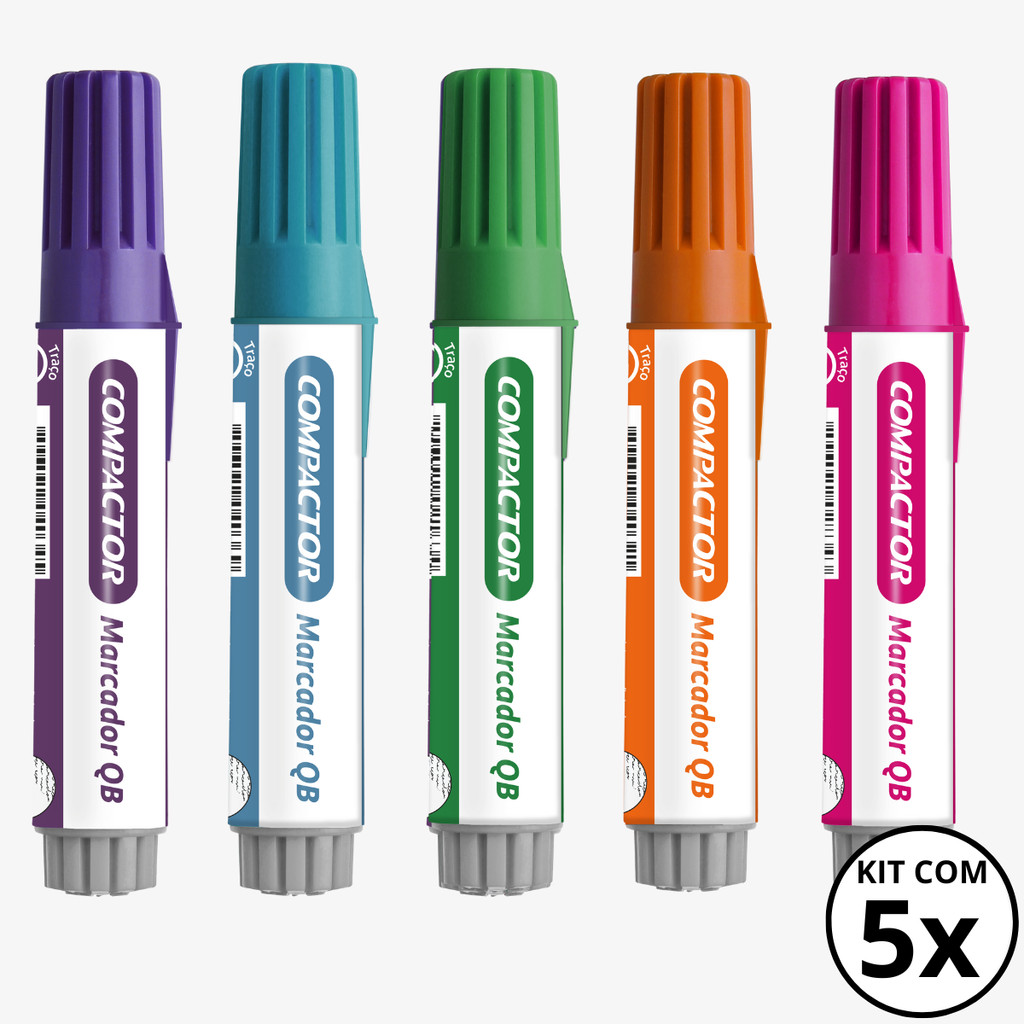 Kit com 05 Marcadores Para Quadro Branco - COMPACTOR KITS:KIT 03 em Oferta na Shopee