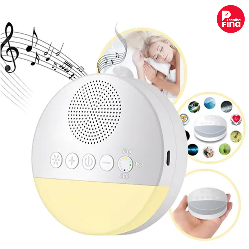 Imagem Música Relaxante com Luz Noturna Ajustável Máquina Som Branco Bebê Portátil Recarregável Berço