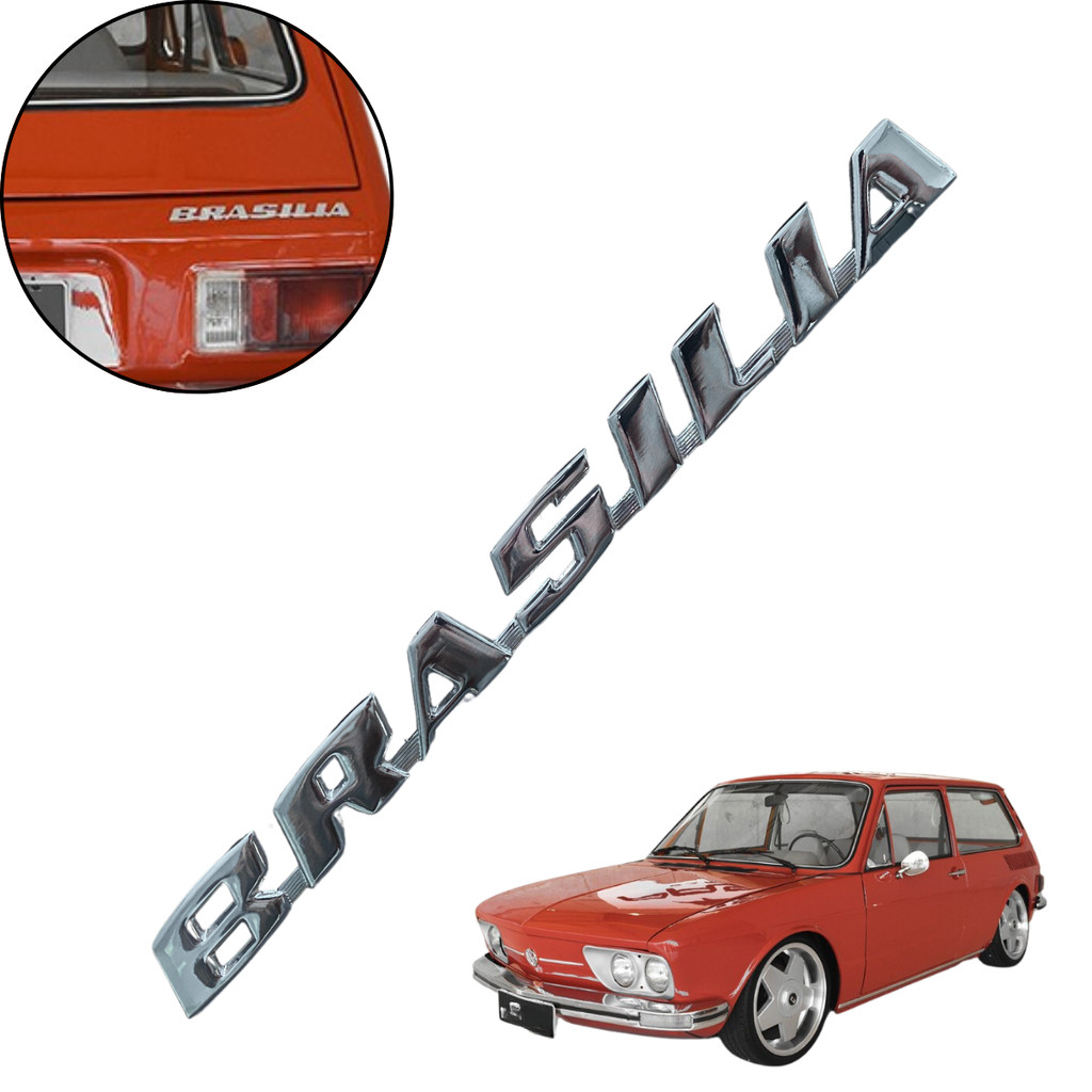 EMBLEMA TAMPA TRASEIRA VW BRASILIA 1973 ATÉ 1977 - PREMIUM