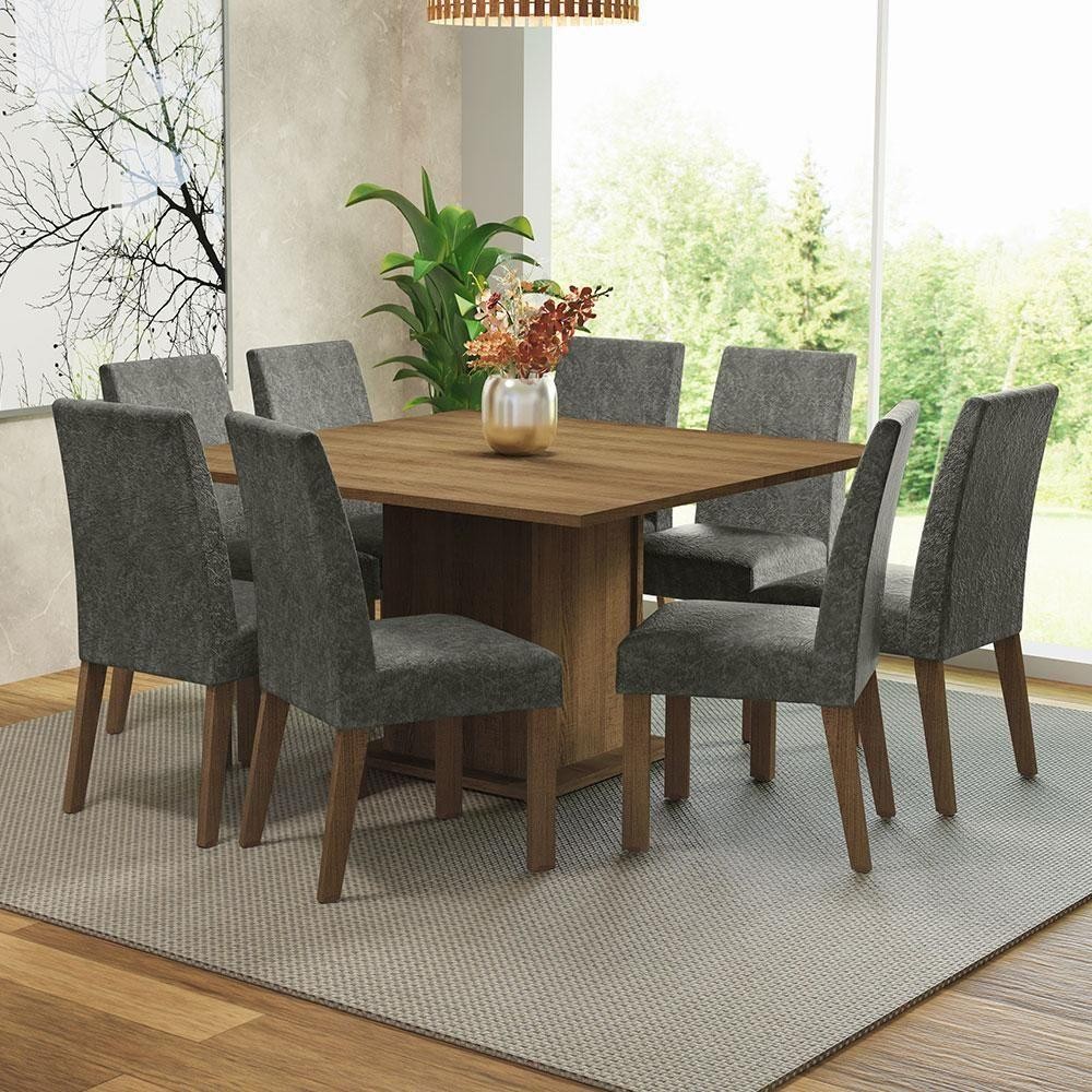 Sala Jantar Mesa Madeira 8 Cadeiras Rustic-silver
