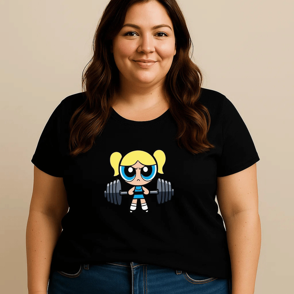 Camiseta Plus Size Feminina P Ao G5 Estampada Lindinha Super Poderosas Academia Blusa 100% Algodão Camisa em Oferta na Shopee