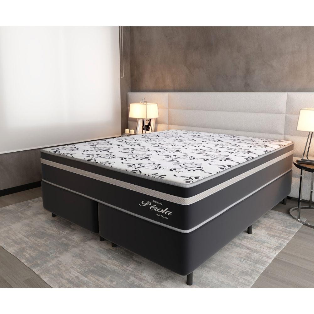 Cama Box Casal (158X198) D26 Molas Ensacadas Cinza Perola Topazio Colchões em Oferta na Shopee