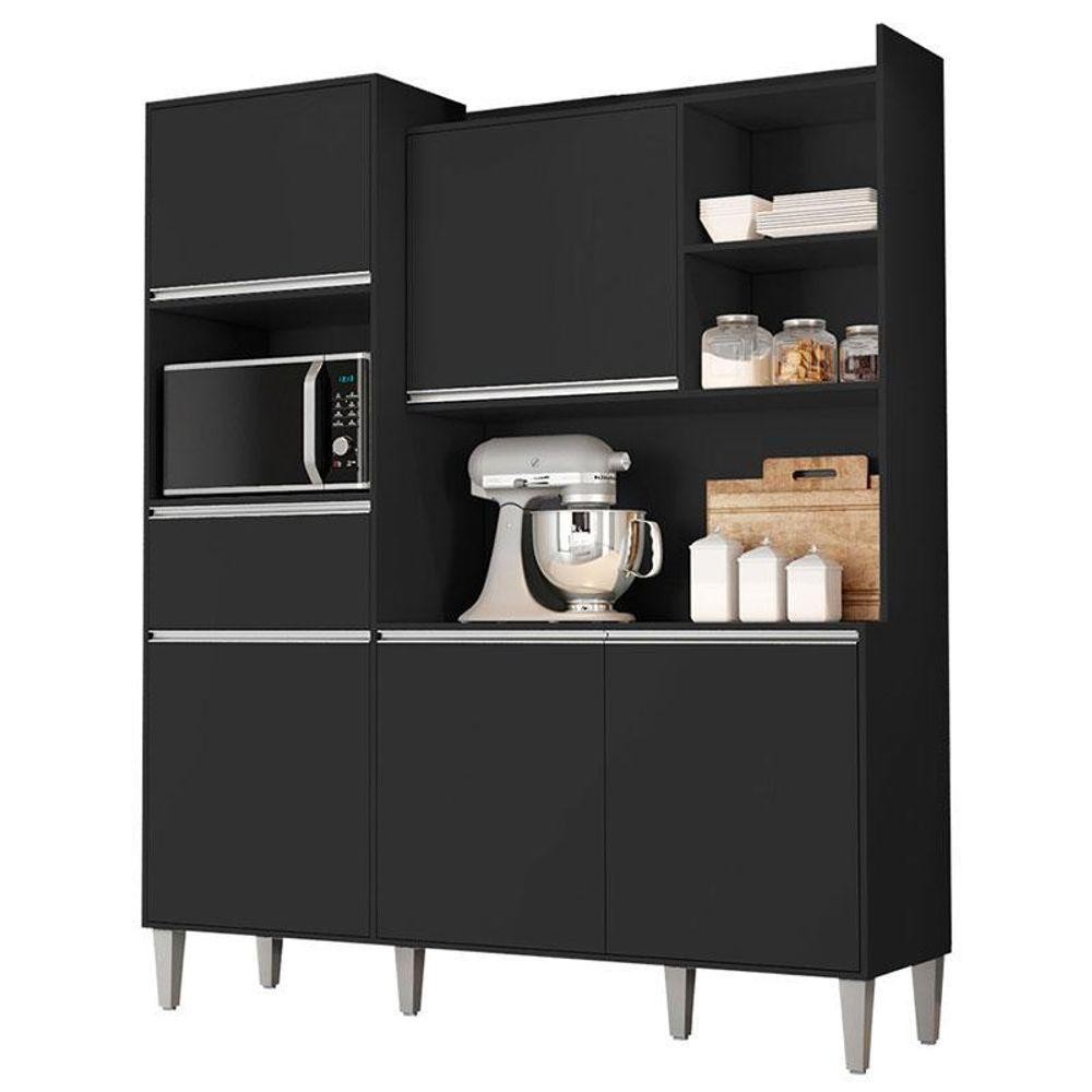 Armário Para Cozinha Kit Isabel Preto Fosco