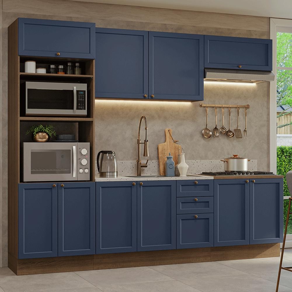 Armário de Cozinha Completa 270 cm Vik Madesa 01 em Oferta na Shopee