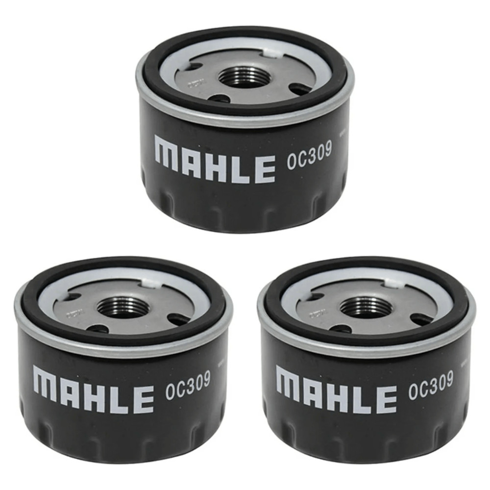 Kit 3 Filtros De Óleo OC309 Mahle Renault Symbol 1.6 8V 16V Hi-Flex 2009 à 2013