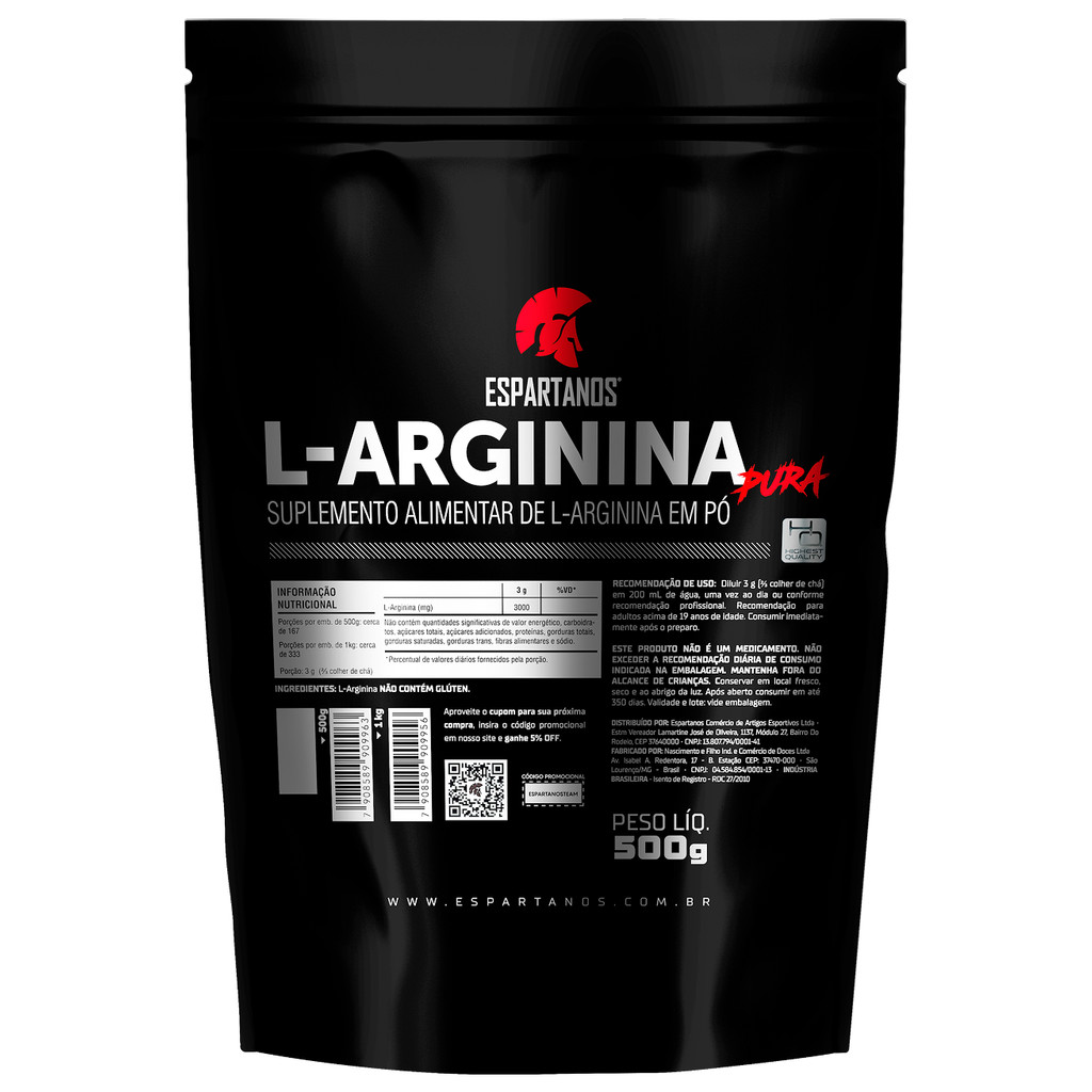 L-Arginina Pura 500 g - Espartanos em Oferta na Shopee