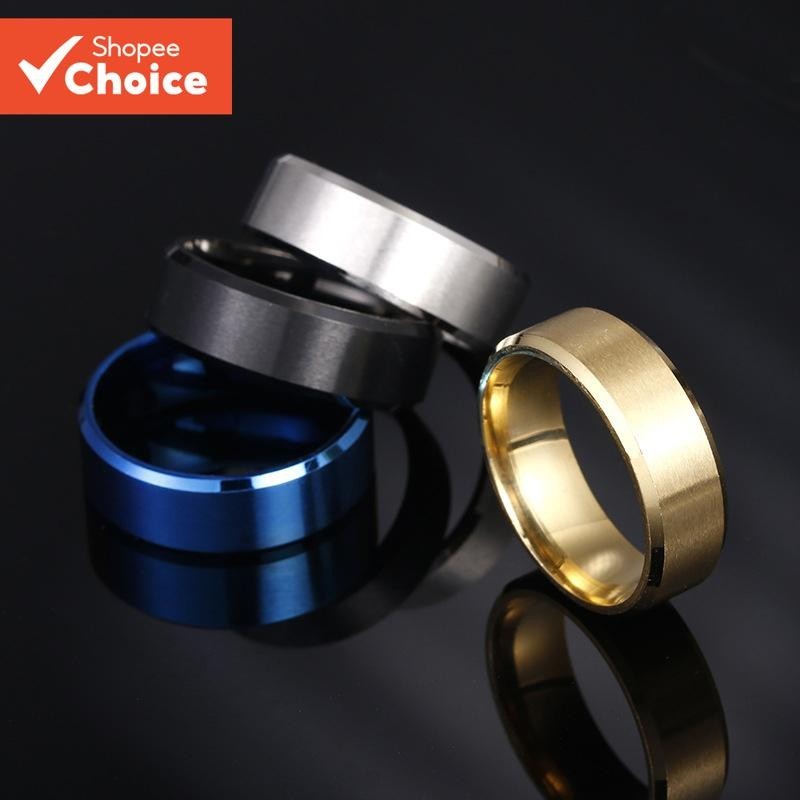 Anel De Aço Inoxidável Masculino Brilhante Polido Da Moda Joias Foscas Simples Para Mulher...