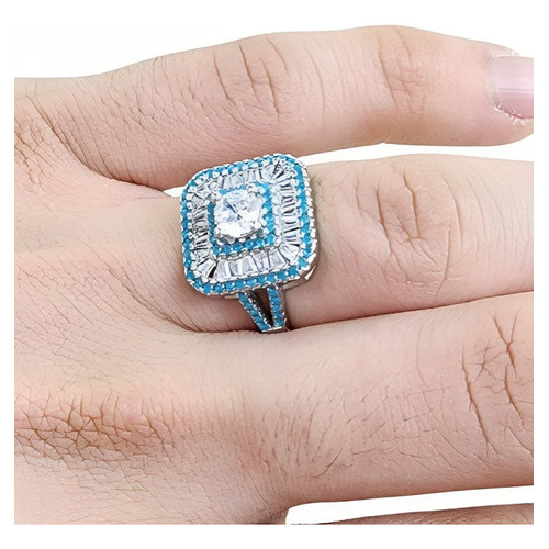 Anel Cravejado Navetes E Pontos De Luz Blue Sea Prata S925