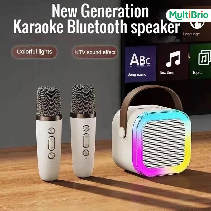 K12 Conjunto de áudio sem fio com microfone de karaokê, entretenimento doméstico, Mini alto-falante portátil Bluetooth