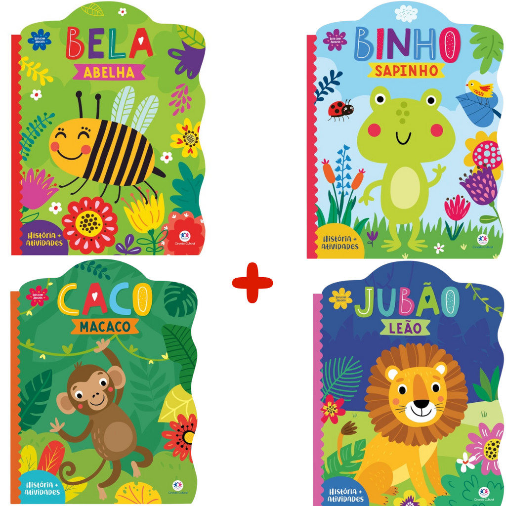 Coleção Infantil | Binho Sapinho, Caco Macaco, Jubão Leão, Bela Abelha
