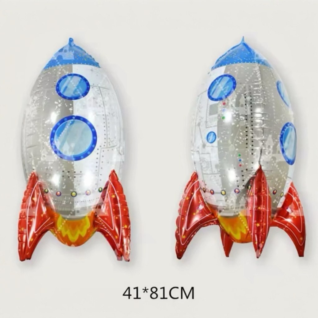 2 Balão Metalizado Festa Foguete Espacial 4D 81cm Decoração Enfeite em Oferta na Shopee
