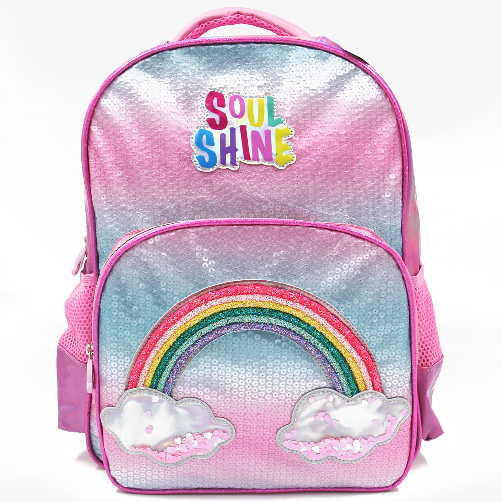 Mochila Costas Arco Íris Infantil Soul Shine Paetê Nova Rio