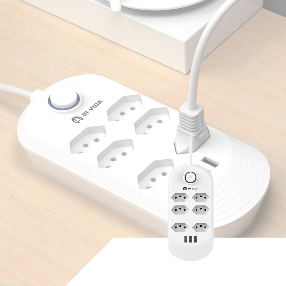 Tomada Elétrica Filtro de Linha Inteligente: Proteção ZOV, 6 Saídas Tipo-J, 3 USB em Oferta na Shopee