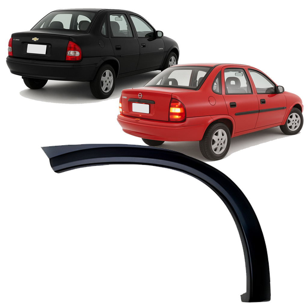 Moldura Acabamento Preto Paralama Traseiro Corsa Sedan Até 1991 Corsa Classic Até 2009