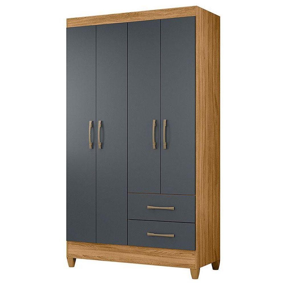 Guarda Roupa Solteiro Chile 4 Portas Freijó Cinza - Moval em Oferta na Shopee