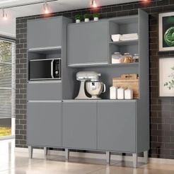 Armário Para Cozinha Kit Ambiente Isabel acabamento com a cor Cinza Fosco - Ajl