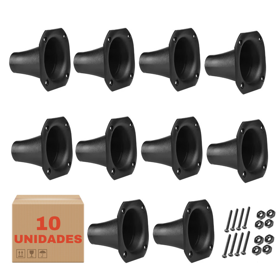 Kit 10 Cornetas LC 02 Retangular Driver Som Com Parafusos